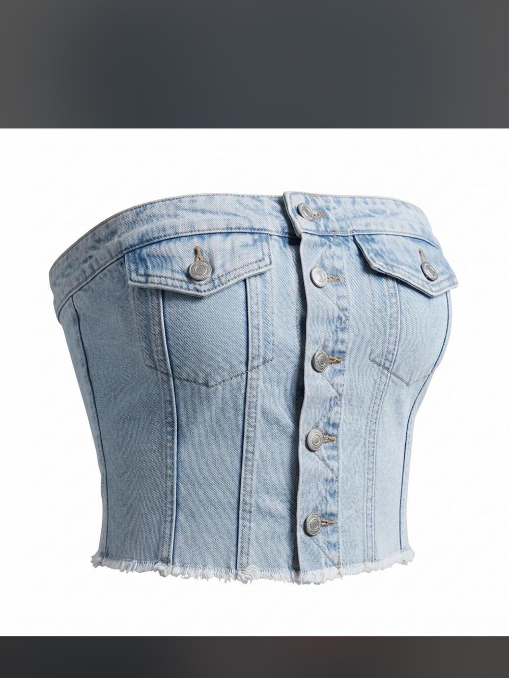 Cotton On Light Blue Denim Strapless Corset Top